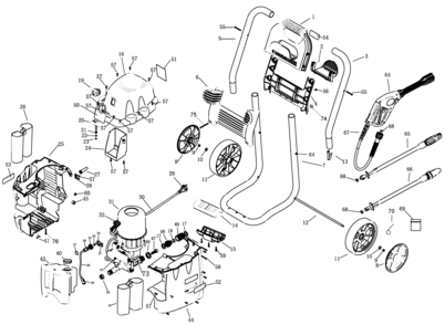 Default Diagram and Parts List for PW1750-AR Type 1 Porter Cable Pressure Washer